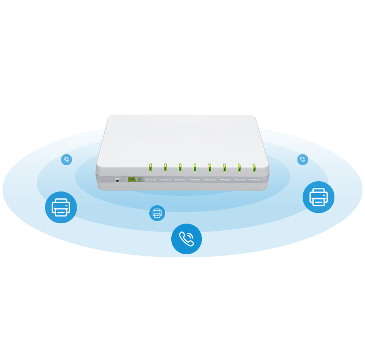 VoIP adapter G508 comes with 8 FXS ports